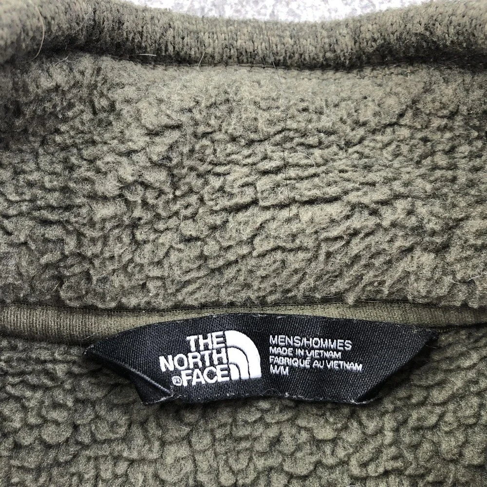 The North Face Jacket Mens Medium Green Fleece Full Zip Pockets Granges Logo